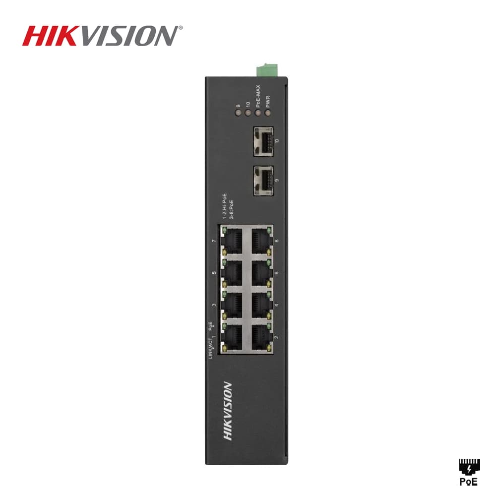 Hikvision DS-3T0510HP-E/HS 8 Port Endüstriyel Gigabit PoE Switch - Image 1